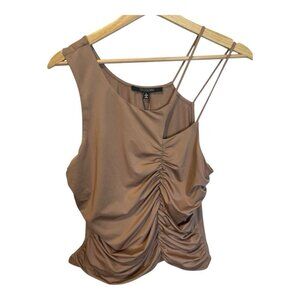 19 Cooper Sleeveless Tank Camisole Top Mocha Brown Size Large Ruched Side